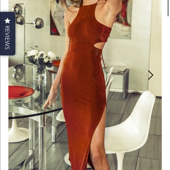 WORN ONCE - Runaway The Label - Desired Dress Copper - Slinky Midi Dress - Picture 2 of 4